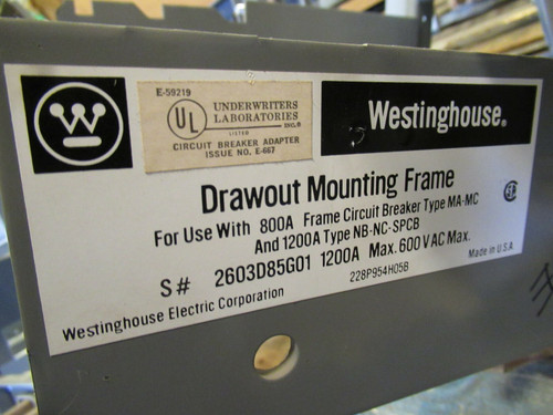 Westinghouse 2603d85g01, Drawout Mounting Frame, Type Ma, Mc, Nb, Nc Breakers