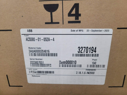 New Sealed Acs580-01-052a-4, Abb, Acs580-01-052a-4, Pld 40hp, I2ld 52a Free Ship