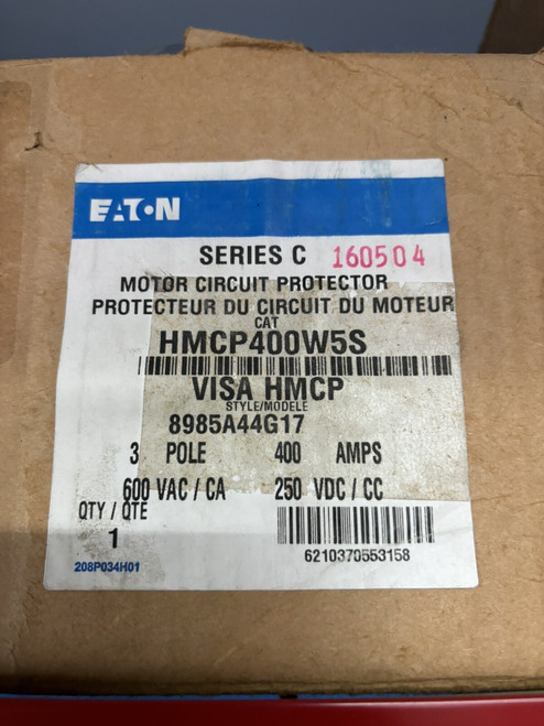 Eaton Hmcp400w5s 400 Amps Hmcp Motor Circuit Protector 1250-2500 New