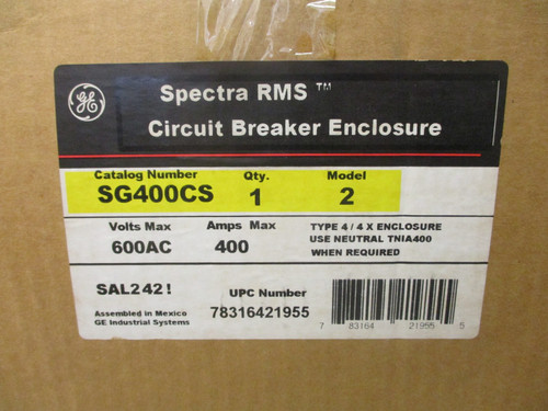 Ge Spectra Rms Circuit Breaker Enclosure Sg400cs Model 2 600vac 400amp