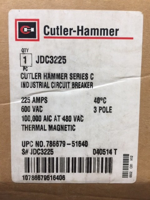 New in Box - Eaton Cutler Hammer Jdc3225 225 Amp 600v Jdc 100k