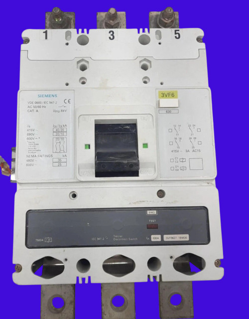 Siemens 3vf6 3 Pole 630 Amps Circuit Breaker 3vf96271bm30