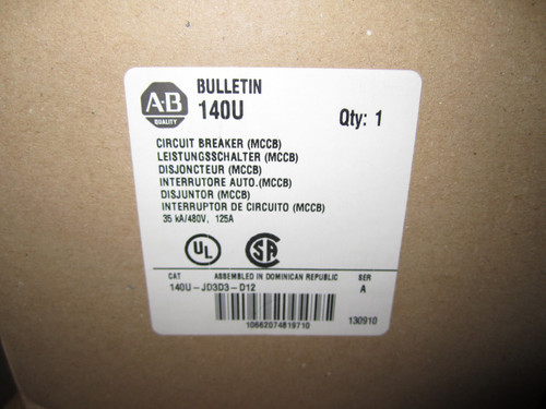 New Allen-bradley 125a Amp Breaker 140u-jd3d3-d12 Quantity
