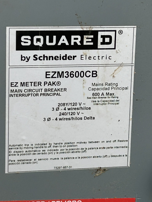 Ezm3600cb W/ 600 Amp Breaker