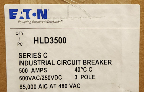 Eaton Cutler Hammer Hld3500 3 Pole 500 Amp Type Hld Circuit Breaker