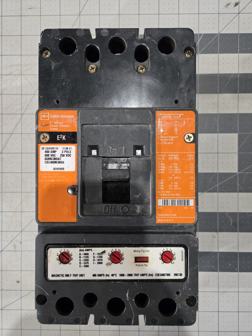 Eaton E2k Mining Circuit Breaker E2k3400mkw 400a 600v 1000-2000 Trip Range