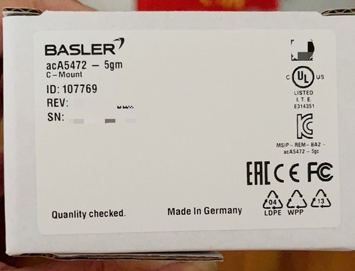 Basler Aca5472-5gm Industrial Camera for Automation - New