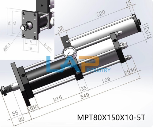 Mpt80x150x10-5t Pressure Cylinder - 1pcs New