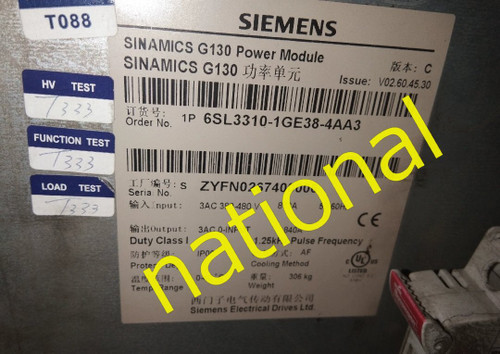 Siemens 6sl3310-1ge38-4aa3 Frequency Changer