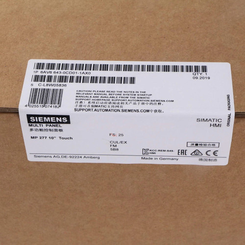 Siemens 6av6643-0cd01-1ax0 Touch Panel Hmi - User-friendly Control