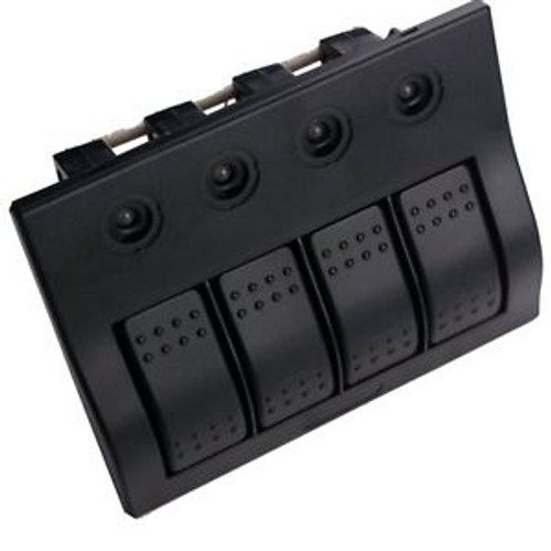 Black 4 Gang Boat Rocker Switch Panel with LED Light Indicators For Boat