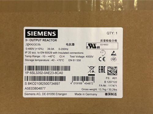 Siemens Sinamics 6sl3202-0ae23-8ca0 Output Reactor - New