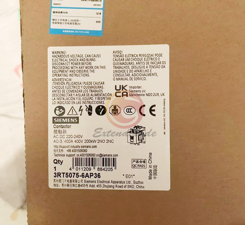 1PCS Siemens 3rt5075-6ap36 Contactor for Electrical Control
