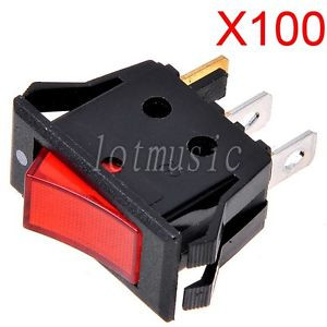 100Rocker Switch 2 Pin SPST ON-OFF 250V/15A AC Illuminated Lamp 13mm
