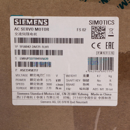 Siemens 1fl6042-2af21-1lh1 Ac Servo Motor Converter