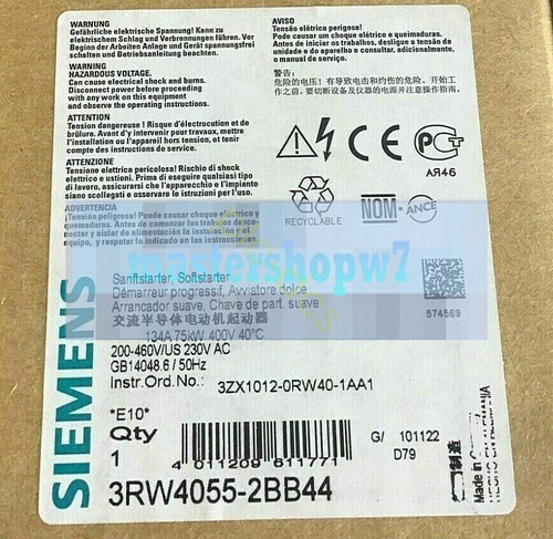 Siemens 3rw4055-2bb44 Sirius Soft Starter 75 Kw