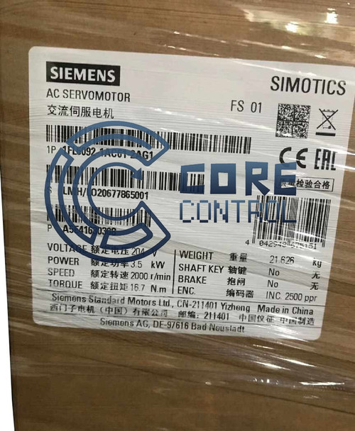 1Pcs Siemens Simotics 1fl6092-1ac61-2ag1 Motor with Operating Voltage