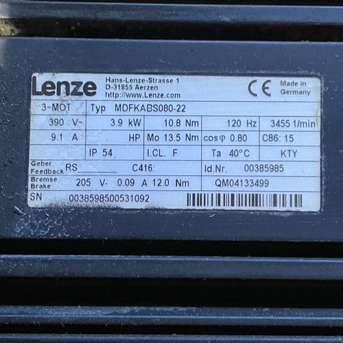 Lenze Mdfkabs080-22 Servo Motor
