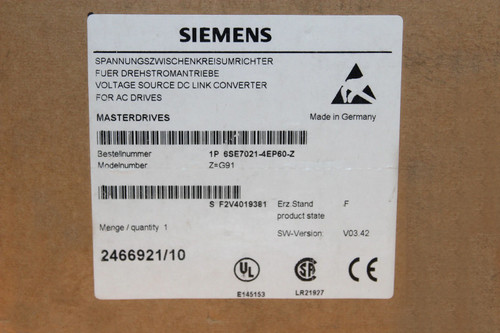 Siemens 6se7021-4ep60-z Frequency Converter