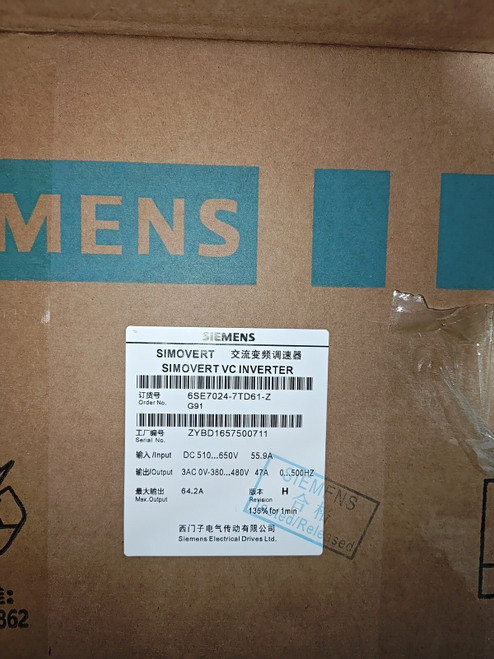Siemens 6se7024-7td61-z Simovert Vc Converter - Industrial Efficiency