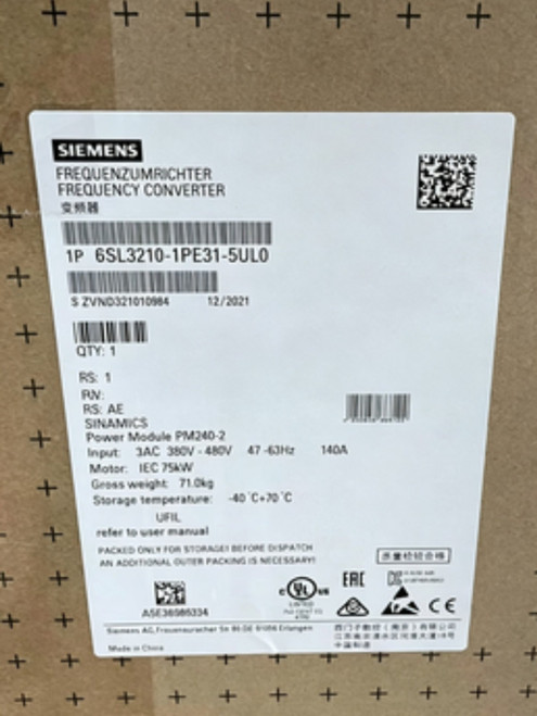 Siemens 6sl3210-1pe31-5ul0 G120 Power Module Pm240-2