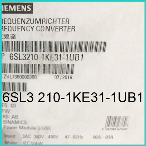New Siemens 6sl3210-1ke31-1ub1 Frequency Converter