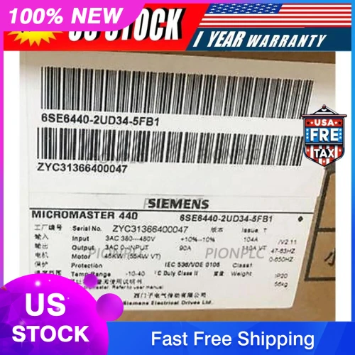 New Siemens 6se6440-2ud34-5fb1 Micromaster440 Drive