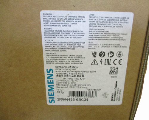 Siemens 3rw4435-6bc34 Sirius Soft Starter 75kw