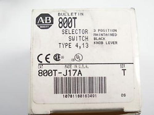 Allen Bradley 800Tj17A Ser T Nib 800Tj17A 3-Position Selector Switch