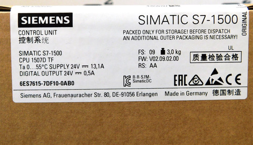 Siemens Simatic S7-1500 6es7615-7df10-0ab0 Cpu Control Unit - New