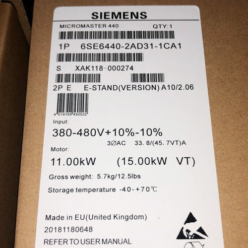 6se6440-2ad31-1ca1 New Sealed Siemens Micromaster 440 6se6440-2ad31-1ca1