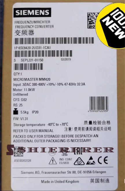 1pcs Siemens 6se6420-2ud31-1ca1 6se6 420-2ud31-1ca1 New