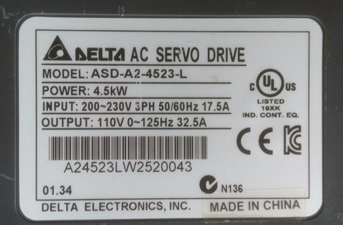 Delta Asd-a2-4523-l Servo Drive Asda24523l New