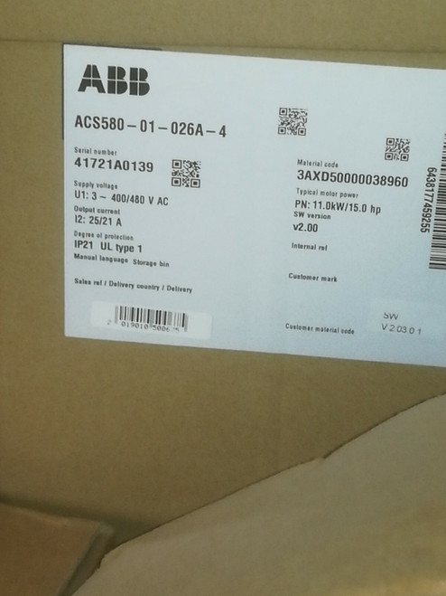 Abb Inverter Acs580-01-026a-4 New Free