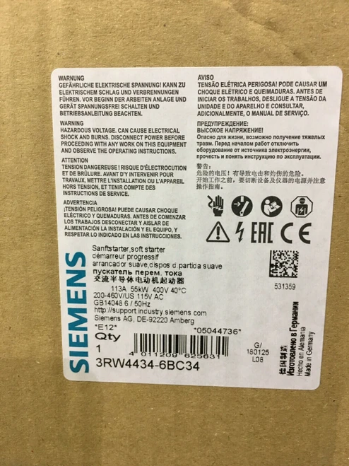 3rw4434-6bc34 New Siemens Soft Starter 55kw 3rw4434-6bc34