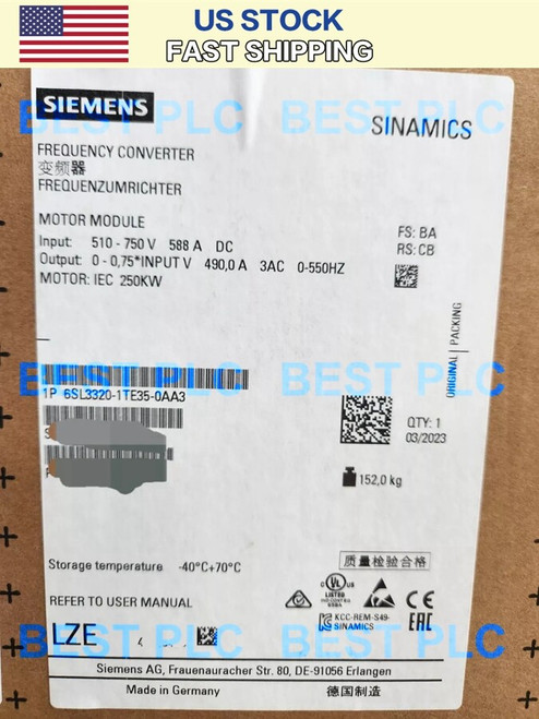 New Siemens 6sl3320-1te35-0aa3 Motor Module 6sl33201te350aa3