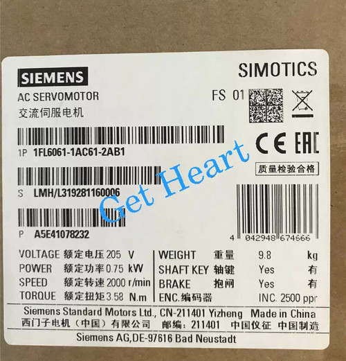 New 1fl6061-1ac61-2ab1 Siemens Servo Motor or