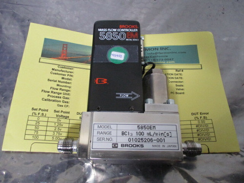 Brooks 5850e Mass Flow Controller for Bcl3 100 Ml/min