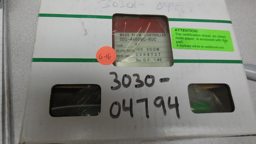 Stec, Stec Mfc Sec-4400mc-ruc Ar 100 Sccm N2 C.f. 1.40 Amat 3030-04794