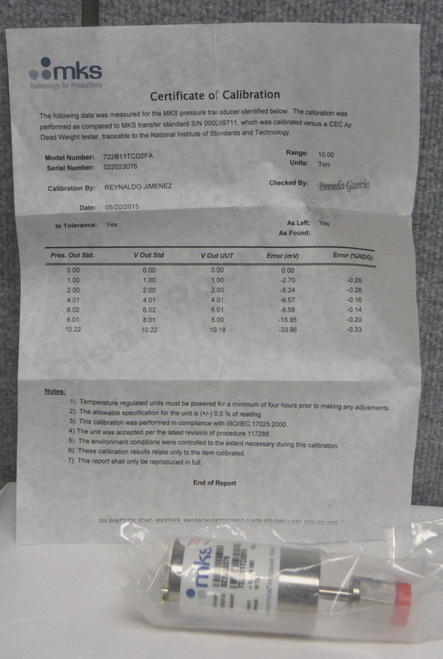 722B11TCD2FA/BARATRON 722b11tcd2fa Baratron Pressure Transducer - New Open Box