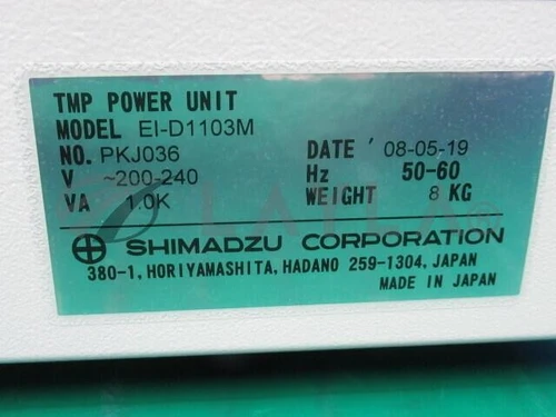 Turbo Molecular Pump Controller P/n Eid1103m - Precision Control Unit