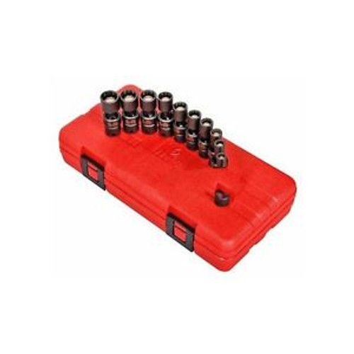 Sun1825 11 Piece 1/4 Drive 12 Point Metric Magnetic Universal Impact Socket Set