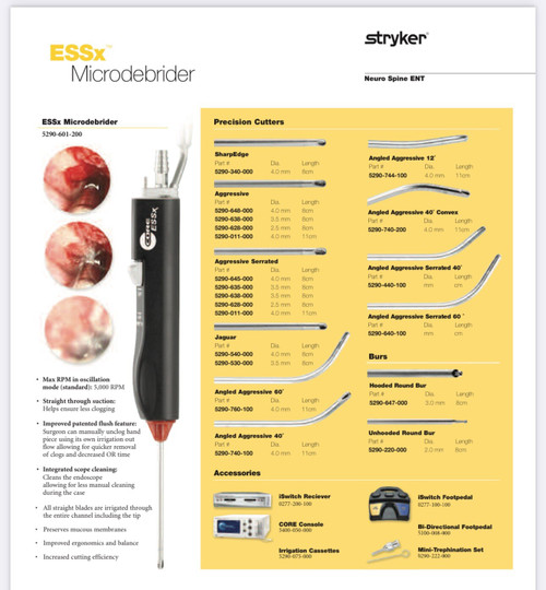 HP Stryker Essx Microdebrider with Available Blades