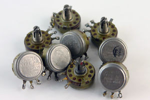9 - Ohmite potentiometers Type AB CLU-2531 25K ohm locking shaft
