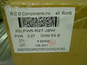 RCD Components PW5-R27-JBW Ceramic Resistors Case of 1000 New