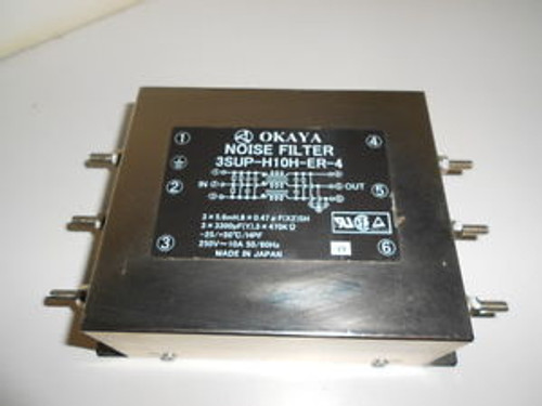 GOOD USED OKAYA NOISE FILTER 3SUP-H10H-ER-4 3SUPH10HER4 250VOLT 10AMP 50/60HZ