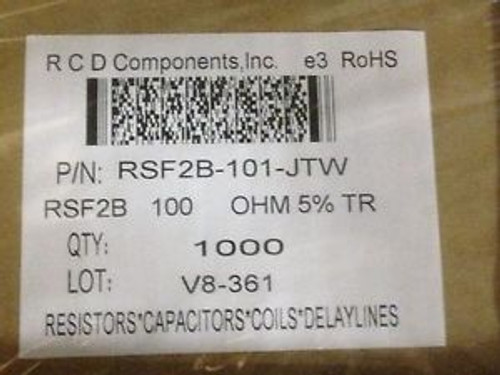 1000 RCD Metal Oxide Resistors Part # RSF2B101-JTW 100 ohms 5% Tol 3 Watts 350V