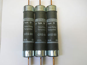 GOULD SHAWMUT CRS 80 TIME DELAY FUSES 80A 600V TYPE D (SET OF 3) NEW NO BOX