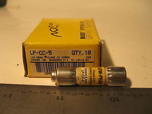 10 Pcs Cooper Bussmann CC LP-CC-5 5A 600V Current Limiting Time Delay NOS