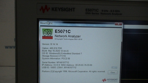 Agilent E5071c Network Analyzer 9 Khz - 8.5 Ghz 4-port
